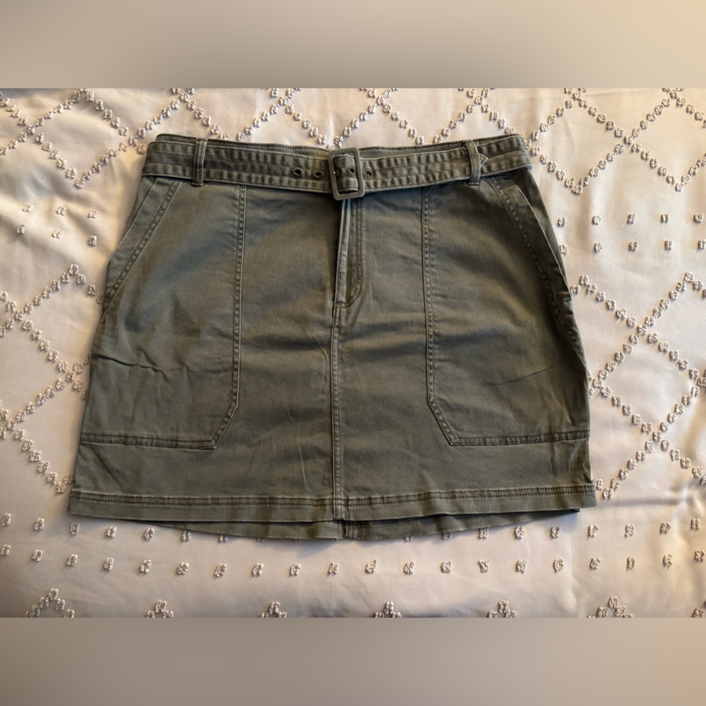 Abercrombie & Fitch Olive Mini Skirt with Belt
